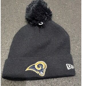 New Era Los Angeles Rams NFL Knit Pom Beanie Hat Dark Navy Gold NWT